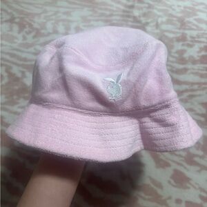 Pink Bucket Hat with playboy logo